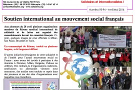 Solidaires ringrazia per il sostegno internazionale ricevuto alla mobilitazione del 28 aprile
